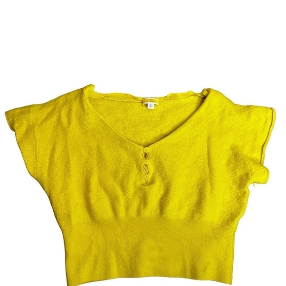 J. CREW Neon Bright Citrus Featherweight Cashmere Cropped Cardigan - Picture 3 of 7